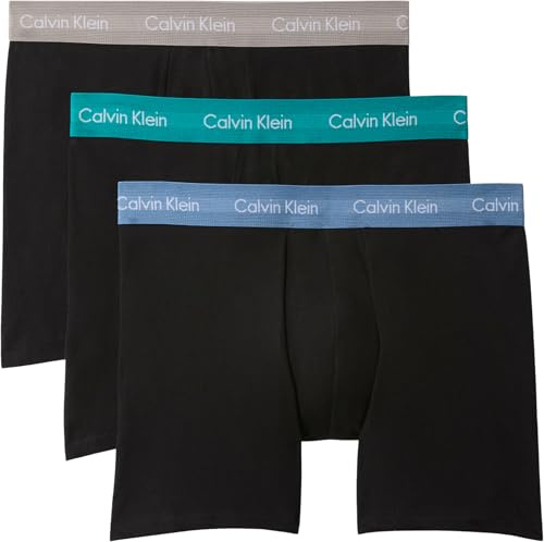 Calvin Klein Herren 3er Pack Boxershorts Briefs Boxer Brief Stretch, Khaki (Black W Driftwood WB/Moonlight BLU), S