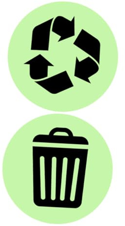 SEWACC Glow-in-The-Dark Recycling Trash Can Stickers, Self-Adhesive Recycle Bin Labels for Kitchen and Restaurant, Luminous Waste Bin Decal 15x30cm