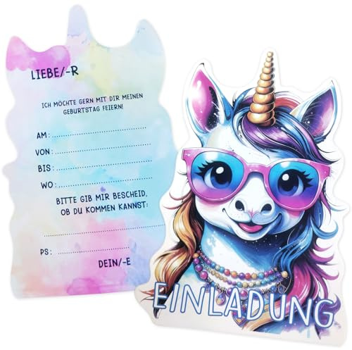 12× Einladungskarten Geburtstag Einhorn,Einladungskarten geburtstag Mädchen | Geburtstag einladungskarten Tiere, Geburtstagskarte Einladung Einhorn für Geburtstagsfeiern