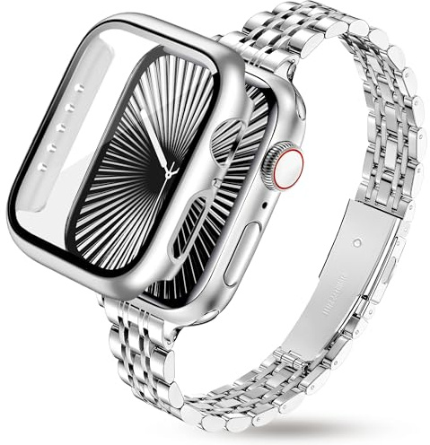 Damen Extrem Slim Metallarmband kmpatibel mit Apple Watch Armband 40mm 41mm 42mm(Series 11/10) 44mm 45mm 46mm, Wunderschön armband,feines Band und Hülle für iWatch SE 3 2 1, Series 11 10 9 8 7 6 5 4