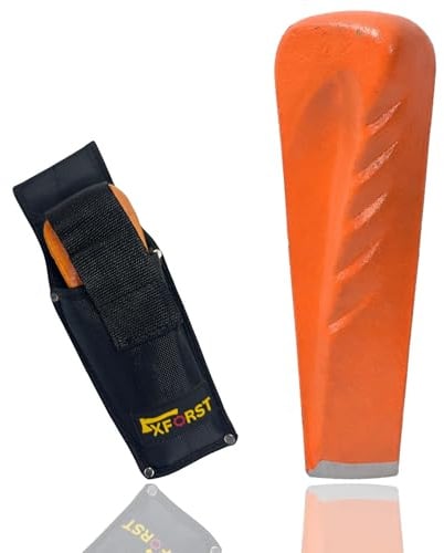 Xforst Spaltkeil SK5 – Drehspaltkeil aus geschmiedetem Vollstahl 2,25 kg | 21 cm Holzspaltkeil mit Gürteltasche | Helikal-Design für Starke Spaltwirkung | Neuware mit minimalen optischen Fehlern
