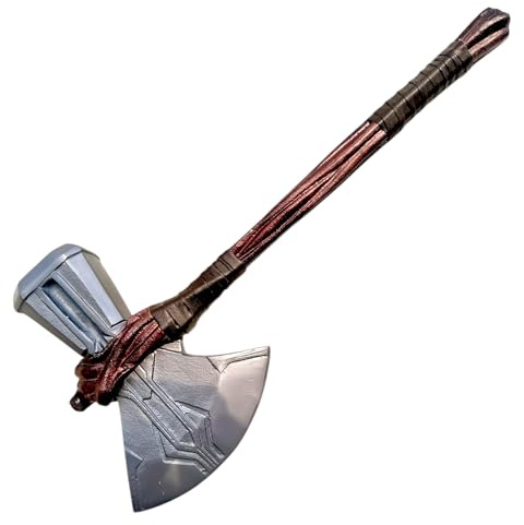 Thor Stormbreaker 1:1 Scale Collectible Metal Axt, Cosplay Movie Prop Replica Hammer Weapon, Silver and Brown