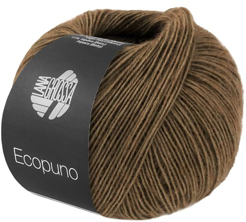 LANA GROSSA Ecopuno | Edle Netzgarnstruktur aus Baumwolle gefüllt mit Merino/Alpaka | Handstrickgarn aus 17% Schurwolle & 11% Alpaka Wolle | 50g Wolle zum Stricken & Häkeln | 215m Garn FB 227