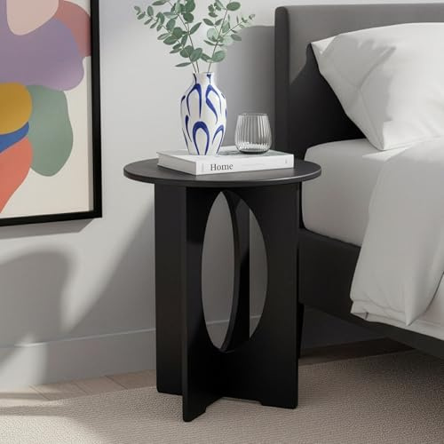 [en.casa] Beistelltisch Podeldsvin rund 49 x Ø40 cm Sofatisch Kleiner Tisch für Wohnzimmer Schlafzimmer Indoor Schwarz