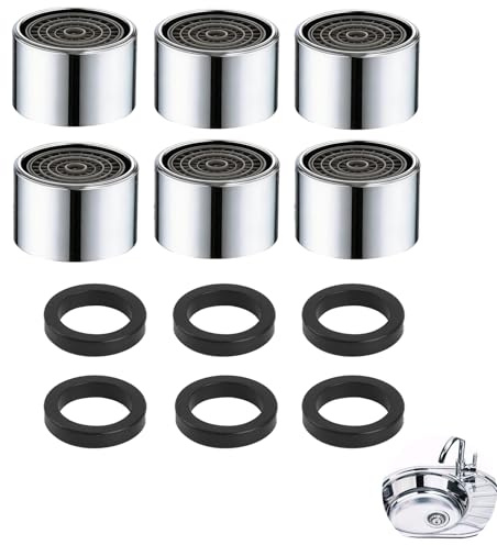 Lot de 6 Mousseur Robinet M22 Filetage Femelle, Embout Robinet Cuisine et Salle de Bain, Filtre Robinet Economiseur d'Eau avec Joint, Aérateur Robinet Anti-Eclaboussures