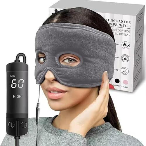 Sinus Relief Mask, Thermo Relief Heated Sinus Mask with 3Heat Setting & 5 Timer, USB Powered Heated Face Heating Pad for Eyes, Hormone Migraine, Tension Headache Relief, Auto Shut Off (Grey)