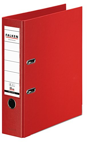 Original Falken Chromocolor Premium-Ordner. Made in Germany. Kunststoffbezug außen und innen 8 cm breit DIN A4 rot Ringordner Aktenordner Briefordner Büroordner Plastikordner Schlitzordner