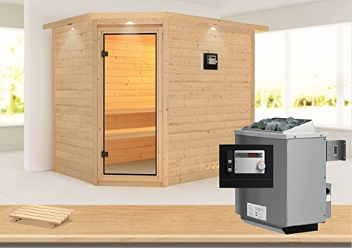 Tanami - Karibu Sauna inkl. 9-kW-Ofen - mit Dachkranz -