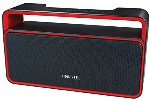 Forever BS600 Lautsprecher Bluetooth mit Player USB/SD, Radio FM, Schwarz/Rot