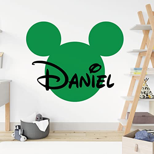 Mickey Mouse Silhouette Personalisierter Name – Disney Aufkleber Wandaufkleber [Kaktus]