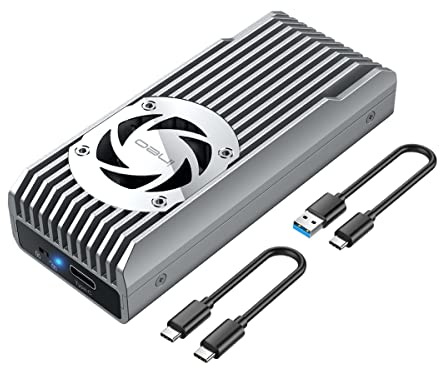 Externes Aluminiumgehäuse 10 Gbit/s | für M.2 NVMe SSD PCIe | M-Key | USB 3.2 Gen2 10 Gbit/s | Lüfter für Kühlung| schreibgeschützt