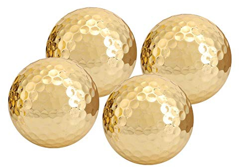 Alomejor 4-teiliger Golfball Tragbarer, Hochwertiger, Vergoldeter Golfball Doppelschicht Konstruktion Sportpraxis Driving Range Balls