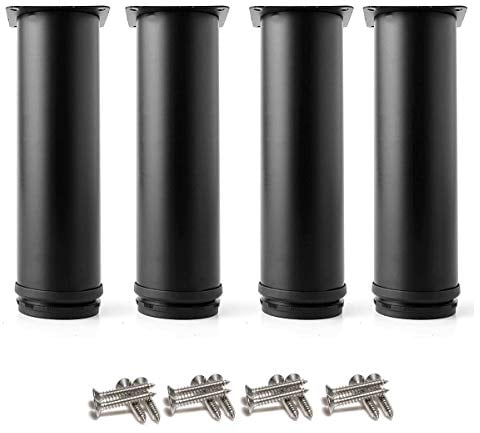 Drenky 4 Pcs Black Adjustable Legs 150mm Height Cabinet Legs Table Legs Furniture Legs, Stainless Steel Adjustable Height 0-15mm Come with Stainless Steel Screws