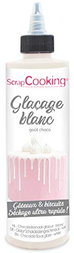 ScrapCooking - Glaçage Blanc Prêt à l’Emploi 130g - Goût Chocolaté & Séchage Rapide - Pour Pâtisseries, Éclairs, Gâteaux, Biscuits, Desserts, Dripcake - Cake Design - 4703