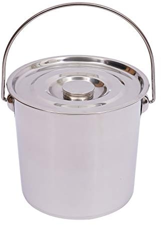 Futchoy Seau de Cuisine 6L / 12L / 20L - Seau à Champagne, Glace, Lait Avec Couvercle en Acier Inoxydable (12L)