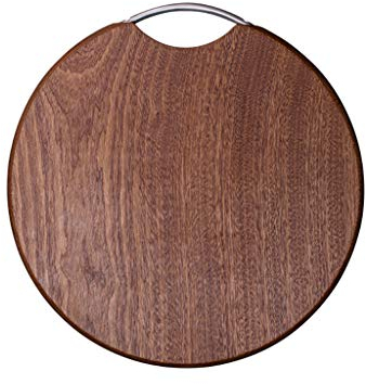 Schneidebrett, wendbares Schneidebrett aus Ebenholz, Küche, runder Hackblock aus ganzem Holz mit Edelstahlgriff für Gemüse und Obst (Farbe: 33 x 2,5 cm), kleine Überraschung