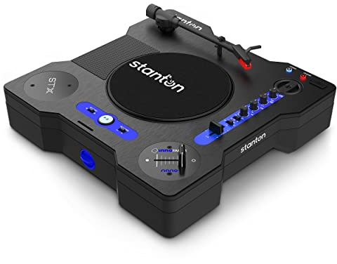 Stanton STX - Tragbarer Scratch DJ-Turntable mit Innofader Nano Crossfader, Bluetooth, Pitch Slider, USB Recording, Lautsprecher, 2 Akkubatterien