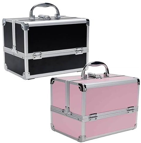 Makeup Vanity Beauty Cosmetic Travel Storage Organiser Box Case with Mirror Black (Black)