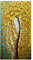 XIUWOUG Bilder Acryl Abstrakt Golden Blumen | Acrylbilder auf Leinwand Bild 100% handgemalt | Gemälde Glücks-Baum | Wandbild modern Wohnzimmer Schlafzimmer,60x120cm(Rolled Canvas)