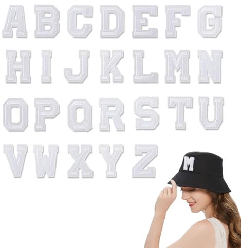 UYVPAER 26 Parches Autoadhesivos De Letras De Felpilla A-Z, Letras Termoadhesivas Para Ropa, Tela, Zapatos(Blanco)
