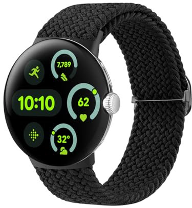 SimpleThings Geflochtene Armbänder für Google Pixel Watch 3/4 45MM Armband, Verstellbare Atmungsaktive Sportschlaufe Nylon für Google Watch 4/3 Armband 45MM Herren Damen