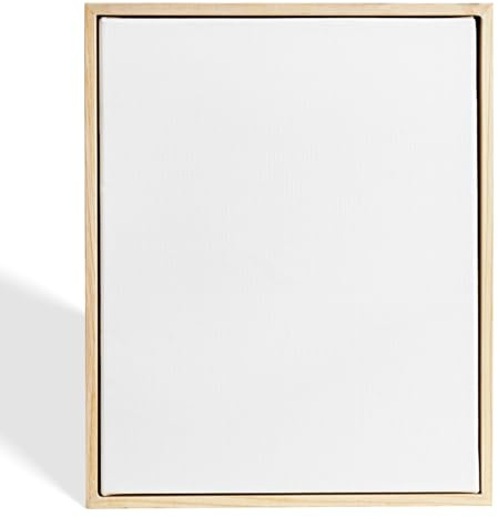 Colour Splash 40x50cm Deep Edge Stretched Canvas & Pine Floating Frame, 1pk | 3.8cm Deep Edge, 4.8cm Pine Floating Frame, 450gsm Triple-Primed Gesso, Linen-Cotton Blend, Ready to Paint with Oil & Acrylic