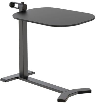 Spacetronik Beistelltisch Couch Höhenverstellbar 585–985 mm, Beistelltisch C Form, Mobiler Couchtisch mit verdeckten Rollen - Laptoptisch für Couch, Bett, Homeoffice, 60x40 cm (Schwarz)