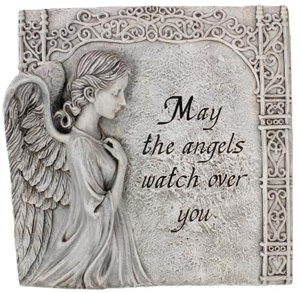 Biblegifts Grabstatue, Engel, Steinoptik, Kunstharz, Ornament, 26 cm, Gedenkgeschenk