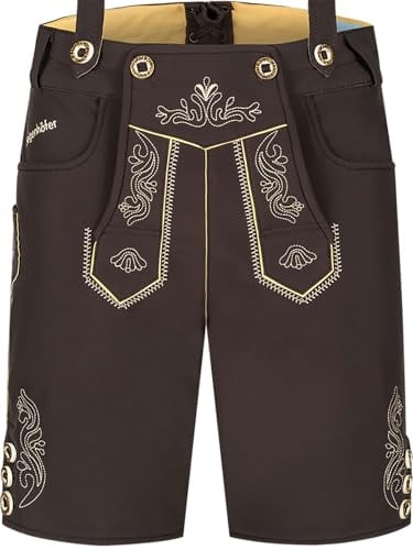 Steigenhöfer Manufaktur Kurze Trachten Softshell Hose mit Träger im Lederhosen Look - Lukas - Lederhose Herren Tracht - Wasser- und windabweisend mit Trägern für Oktoberfest