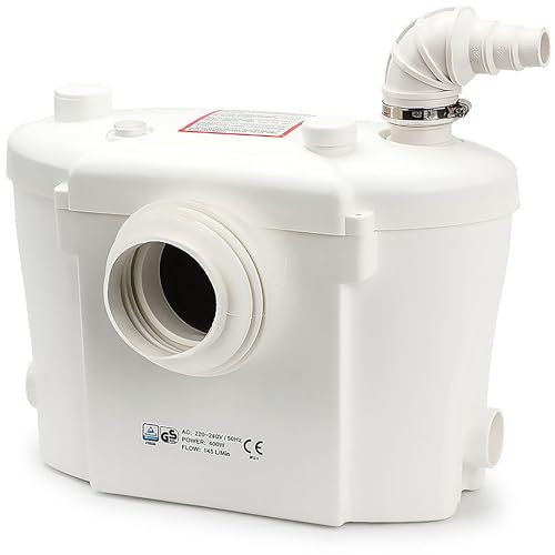 Homac H400® Macerator Pump for Toilet Shower Sink Waste Water Sanitary Pump 550 Watt 3 or 4 Inlets