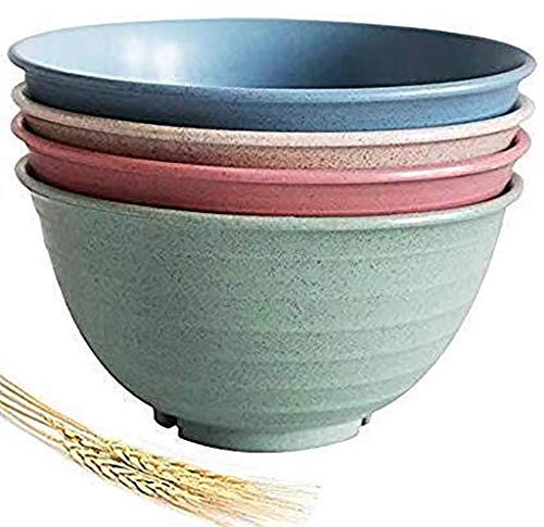 4-Piece Microwave and Dishwasher Safe Cereal Bowls, Large 18cm, Lightweight, Durable, Chip-Resistant, for Cereal, Fruit, and More, Green, Powder, Rice, Blue