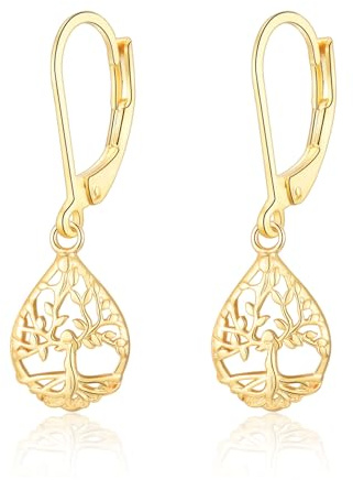 VYYU Silver Earrings for Women - Hypoallergenic Earrings Tree of Life Drop Dangle Huggies Hoop Sleeper Jewellery for Nana Grandma Mum Christmas Birthday Gifts