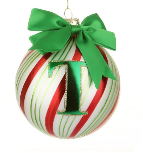 Pallina Natale con lettera T 10 cm Circus verde