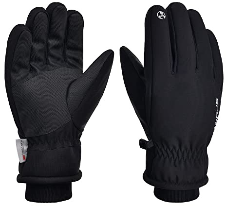 Ruschen Winterhandschuhe Herren Damen, Winddichte Skihandschuhe Schneehandschuhe mit Touchscreen, Fingerhandschuhe Sporthandschuhe Fahrradhandschuhe für Damen und Herren