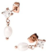 Purelei Elegante Perlenohrringe – viereckiger Zirkonia-Stecker mit schimmernder Perle | Edelstahl & 14K/18K Vergoldung | Luxuriöser Look für Alltag & besondere Anlässe