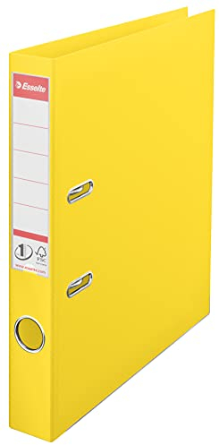 Esselte A4 Lever Arch File, Yellow, 52mm Spine, Plastic, 811410, 350 Sheets Capacity