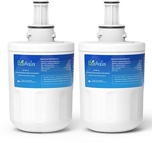 EcoAqua EFF-6011A Fridge Water Filter Compatible with Samsung DA29-00003G, HAFCU1/XAA, HAFIN2/EXP, DA97-06317A, DA29-00003A, DA29-00003B, APP100/1, DA61-00159, SGF-DSB20, WSS-1 (2)