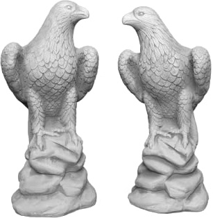 gartendekoparadies.de Statuen Adler Steinadler im Doppel, Steinfigur aus Steinguss, H. 60 cm, 70 kg, Grau, Frostsicher für Außenbereich