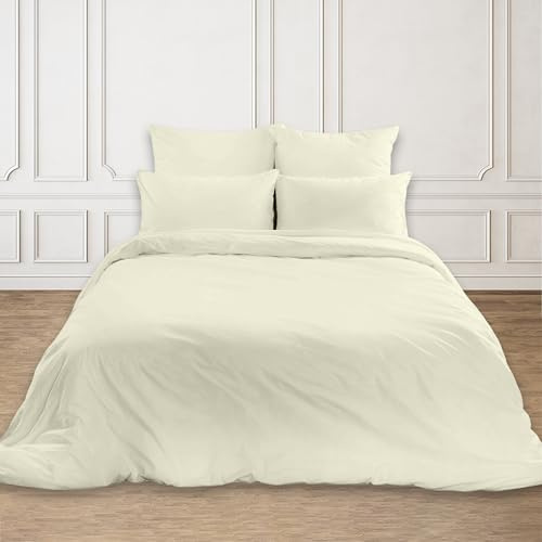 Rohi Easy Care plain Super King Duvet Cover set – Soft & Breathable Mid Blue Bedding Set – Button Closure – Anti Allergy Quilt Cover Set with Pillowcases (Super King, Mid Blue)