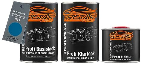 TRISTARcolor Autolack Set Dose spritzfertig für Mercedes/Daimler Benz 361 Enzianblau Basislack + 2K Klarlack 2,5L