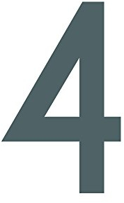 Hausnummer Aufkleber 4 in silber, 20 cm groß, für Mülltonne, Tür, Tor & div. Beschriftungen, wetterfest