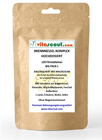 Pflanzlicher Brennnessel-Komplex 900 II – 120 Tabletten – Extrastark – 100% Vegan – Ohne chemische Entwässerungsmittel – Mit Magnesium – Laborgetestet in Deutschland