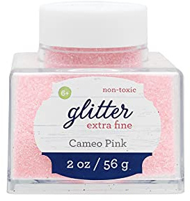 Sulyn Extra Fine Cameo Pink Glitter Stacker Jar, 2 Ounces, Non-Toxic, Stackable and Reusable Jar, Multiple Slot Openings for Easy Dispensing and Mess Reduction, Light Pink Glitter, SUL51825