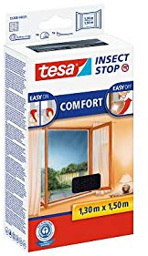 Tesa 55343 Insect Stop Attacca & Stacca Comfort per Finestre-Rete per Zanzariere con Nastro Adesivo a Strappo-Bianco, 130 cm x 150 cm