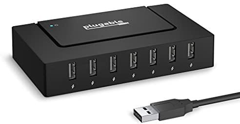 7 Port USB Hub - Plugable USB Hub for Multiple Devices and USB 2.0 Data Transfer with a 60W Power Adapter