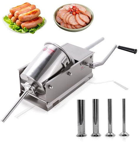 Hakka Sausage Stuffer 2 Speed Stainless Steel Vertical Sausage Maker (7Lb/3L(Horizontal))