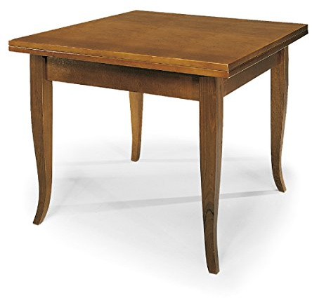 Fashion Commerce KONTE.DESIGN Tavolo SANTO SPIRITO Allungabile a Libro in legno nobilitato stile arte povera, finitura noce, 90 x 90/180 x 90 cm