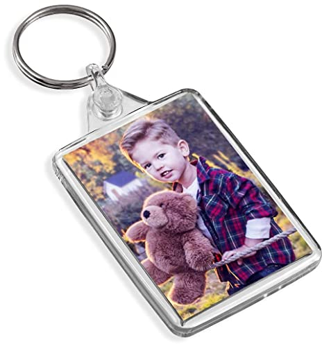 Pixly® Personalised Custom Photo Keyring, Key Ring Fob, Key Chain, Clear, Medium