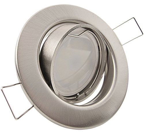trendlights24 Decora LED Einbaustrahler 230V Edelstahl geb. Optik rund 1er Set - Spot 6W 500 lm GU10 Kaltweiß - Decken Einbauleuchte 68 mm Lochmaß