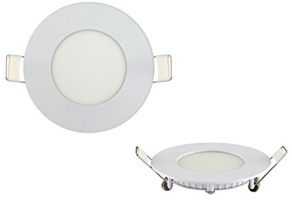 Flach dünn Slim Rund LED Panel Slim Flach Unterputz Einbauleuchte Einbaulampe Deckenleuchte Deckenlampe Lampe Rund Ø 90mm 3w Warmweiss inkl. Trafo